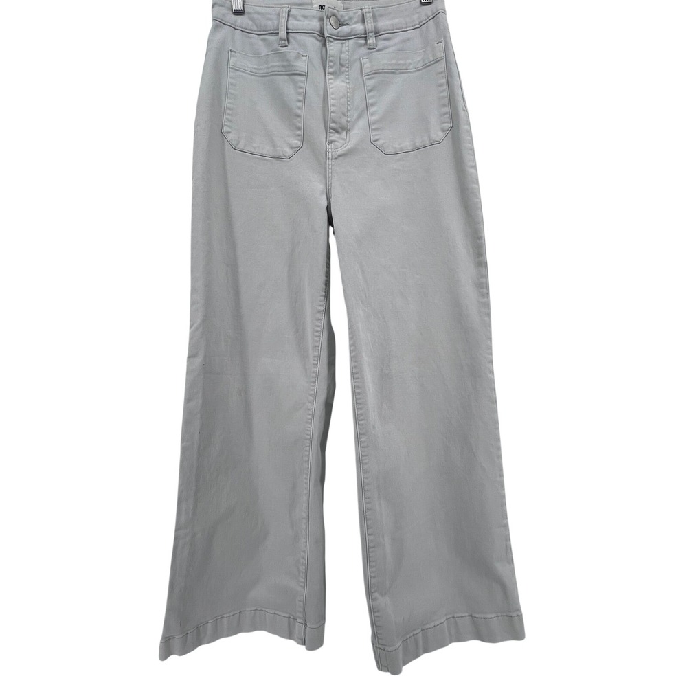 Rollas High Rise Wide Leg Sailor Jeans Grey Stone Size 32 Aussie 14 Patch Pocket